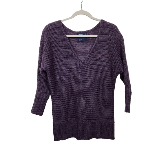 American Eagle Outfitters Sweaters - American Eagle Outfitters AEO Purple Wool Blend Mohair V-Neck Sweater Size Small